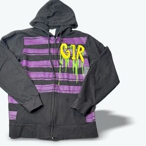 Invader Zim Gir Mighty Fine MF Hoodie Med Full Zip Black Purple 2009 Nickelodeon